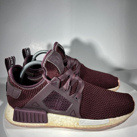 Adidas NMD XR1 Womens Size 8 Running Shoes Knit Sneakers Burgundy Red Boost Walk - Picture 6 of 13